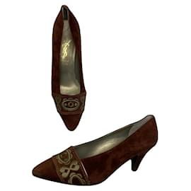 Saint Laurent-SAINT LAURENT Heels T.EU 35.5 Leather-Brown