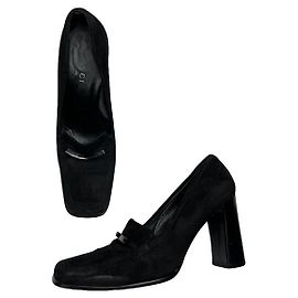 Gucci Peyton Schwarzer Lederabsatz Schwarz