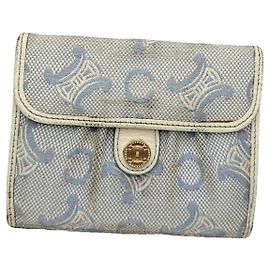 Céline Celine Triomphe White Leather Wallet White