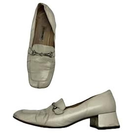 Céline Celine Triomphe White Leather Flat White
