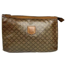 Céline Clutch de couro marrom vintage Celine Triomphe Marrom