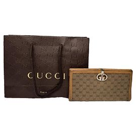 Portefeuille en cuir beige Gucci Marmont Beige