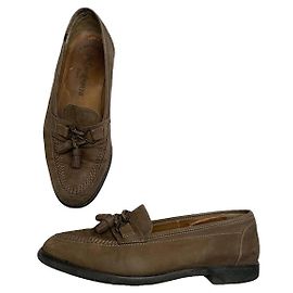 Yves Saint Laurent Brown Leather Flat Brown