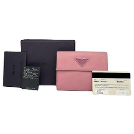 Prada Tessuto  Pink Leather Wallet Pink