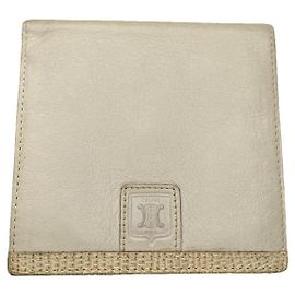 Céline Celine Triomphe White Leather Wallet White
