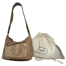 Prada Cleo Beige Fur Handbag Beige
