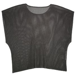 Pleats Please anthrazitfarbener synthetischer Top Anthrazitgrau