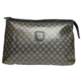 Céline Celine Trotteur graue Leder-Clutch Grau