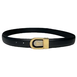 Céline Celine Triomphe Black Leather Belt Black