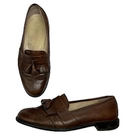 Balmain Brown Leather Flat Brown