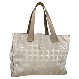 Sac à main en polyester beige Chanel Grand Shopping Beige