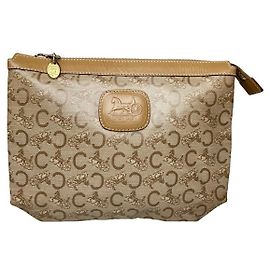 Céline Clutch de couro marrom vintage Celine Triomphe Marrom