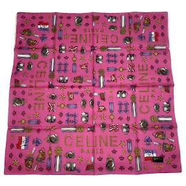 Céline Celine Pink Silk Scarf Pink