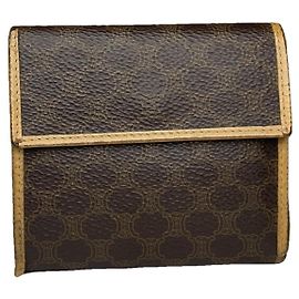 Céline Celine Triomphe Brown Leather Wallet Brown