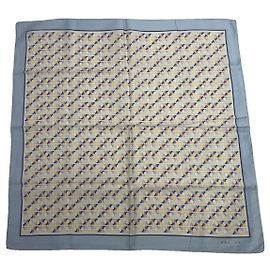 Céline Celine Blue Silk Scarf Blue