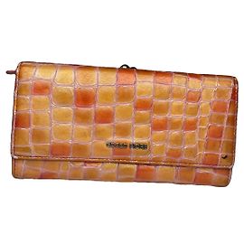 Autre Marque Non Signé / Unsigned Orange Leather Wallet Orange