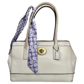Bolsa de couro branco Coach Crossgrain Kitt Carry All Branco
