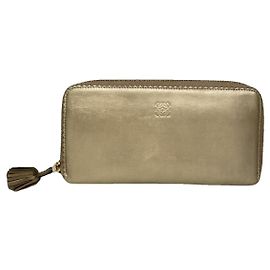 Loewe Puzzle Gold Leather Wallet Golden
