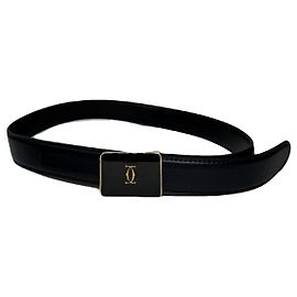 Schwarzer Leder Gürtel von Cartier Schwarz