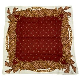 Fendi Red Silk Scarf with FF Monogram Red