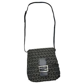 Fendi Baguette schwarze Baumwollhandtasche Schwarz