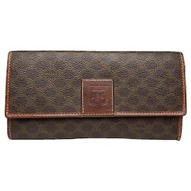 Céline Portafoglio in pelle marrone Celine Triomphe Marrone