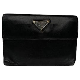 Prada Tessuto  Black Leather Wallet Black