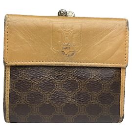 Céline Celine Triomphe Beiger Leder Geldbörse Beige