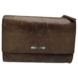 Carteira de couro marrom Miu Miu Marrom