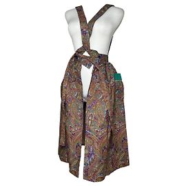 Vestido de algodão multicolorido Yves Saint Laurent Multicor
