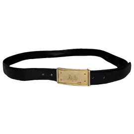 Céline Celine Triomphe Black Leather Belt Black