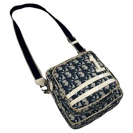 Dior Saddle vintage Classic  Blue Cotton Handbag Blue
