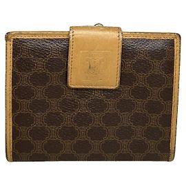 Céline Celine Triomphe Vintage Brown Leather Wallet Brown