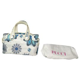 Bolso de mano de algodón blanco Emilio Pucci Blanco