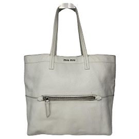 Bolsa de mão de couro branco Miu Miu Bow Branco