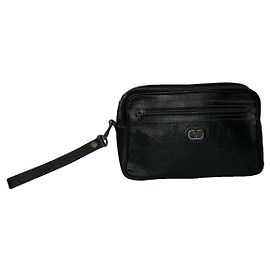 Valentino Garavani VLogo schwarze Leder-Clutch Schwarz