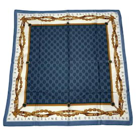 Céline Sciarpa di seta blu Celine Blu