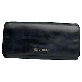 Miu Miu Black Leather Wallet Black