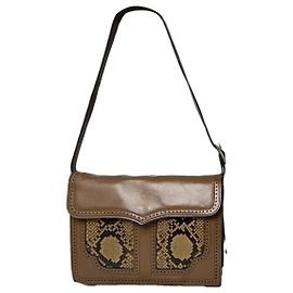 Bolsa de couro marrom Saint Laurent Satchel Y com studs Marrom