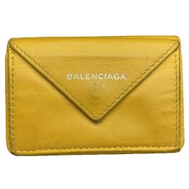 Balenciaga Yellow Leather Wallet Yellow