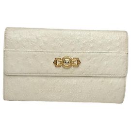 Gianni Versace White Ostrich Wallet White