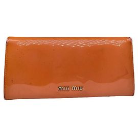 Miu Miu Orange Patent Leather Wallet Orange