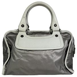 Céline Bolsa de couro prateada Celine Prata