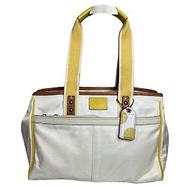 Bolso de mano de algodón blanco Coach Mercer satchel 24 Blanco