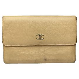 Chanel Timeless/Classique Beige Leather Wallet Beige