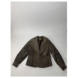 Fendi-FENDI Trench coats T.International L Leather-Brown