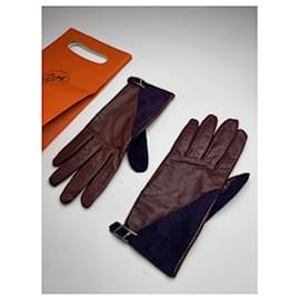 Hermès-HERMES Gloves T.Inches 7.5 Leather-Purple