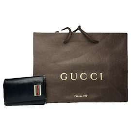Bolsa de couro preto entrelaçado Gucci Preto