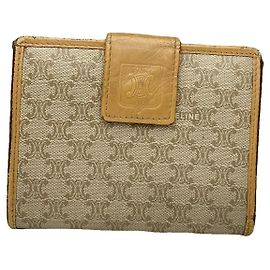 Céline Celine Triomphe Beige Leather Wallet Beige