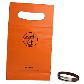 Bracelet Charnière en Cuir Marron Hermès Marron